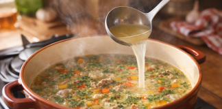 Când se pune, de fapt, borșul în ciorbă. Greșeala pe care multe gospodine o fac fără să știe Borș turnat într-o oală cu ciorbă tradițională românească