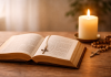 Rostește această rugăciune dimineața și seara. Mulți credincioși o spun de 7 ori pentru liniște și întărire sufletească Lumânare aprinsă și carte de rugăciuni deschisă într-un cadru liniștit