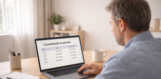 CUM ÎȚI VERIFICI VECHIMEA ÎN MUNCĂ ÎN 5 MINUTE. ANUNȚ IMPORTANT DE LA CASA DE PENSII Persoană verificând online contribuțiile la pensie pe laptop