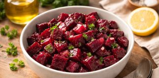 Combinația simplă care susține ficatul, vederea și digestia. Rețeta ușoară pe care mulți o ignoră Salată de sfeclă roșie cu ceapă și lămâie într-un bol, aliment natural pentru susținerea digestiei