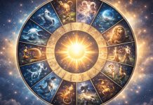 Mariana Cojocaru: Ce spune luna nașterii despre destinul tău Ilustrație cu cerc zodiacal împărțit în 12 segmente și siluetă umană simbolizând destinul în funcție de luna nașterii