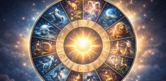 Mariana Cojocaru: Ce spune luna nașterii despre destinul tău Ilustrație cu cerc zodiacal împărțit în 12 segmente și siluetă umană simbolizând destinul în funcție de luna nașterii