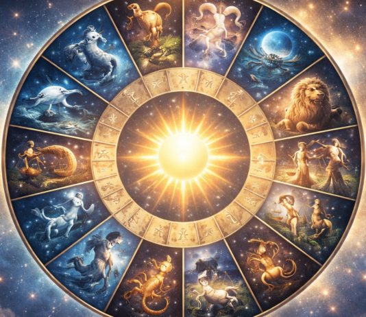 Mariana Cojocaru: Ce spune luna nașterii despre destinul tău Ilustrație cu cerc zodiacal împărțit în 12 segmente și siluetă umană simbolizând destinul în funcție de luna nașterii