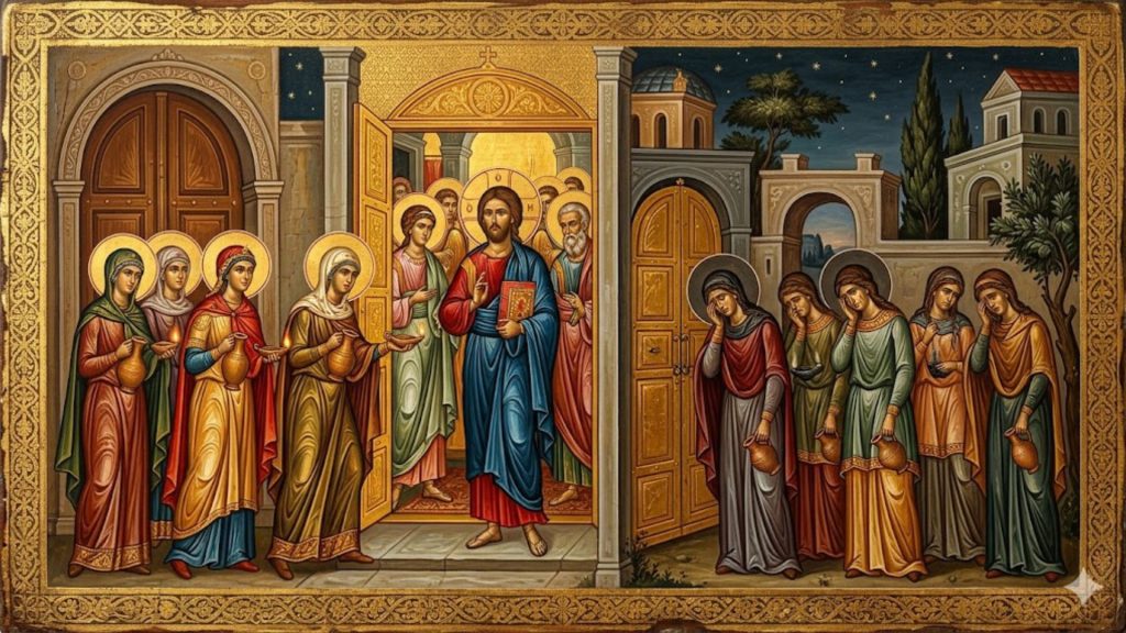 Icoană cu pilda celor zece fecioare din Marțea Mare