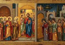 Icoană cu pilda celor zece fecioare din Marțea Mare