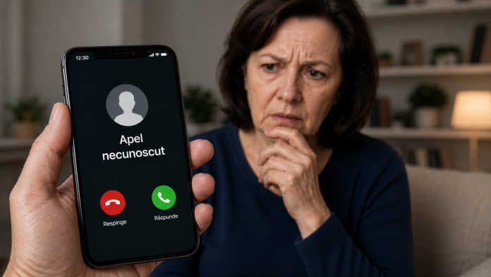frauda-telefonica-credit.jpg Persoană primind un apel telefonic suspect despre un credit și o posibilă fraudă.