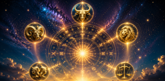 5 zodii pot avea parte de o perioadă favorabilă până la sfârșitul verii. Astrologii vorbesc despre oportunități și schimbări importante Cerc zodiacal luminos și simboluri astrologice care ilustrează zodiile favorizate până la sfârșitul verii.