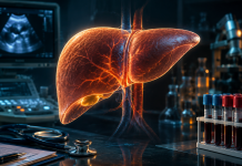 Analize medicale și reprezentarea ficatului utilizate pentru evaluarea sănătății hepatice.