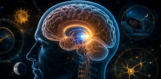 Glanda pineală. Ce rol are în organism și ce spun studiile despre funcțiile sale Ilustrație medicală realistă a creierului cu glanda pineală evidențiată în centru.