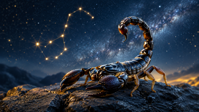 Reprezentare astrologică a zodiei Scorpion, asociată cu cele cinci lucruri pe care nativii acestui semn le suportă cu greu.