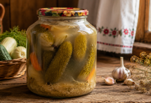 De ce se tulbură zeama de murături? Când este normal și când trebuie să arunci borcanul Borcan de murături cu zeamă tulbure și sediment pe fundul borcanului