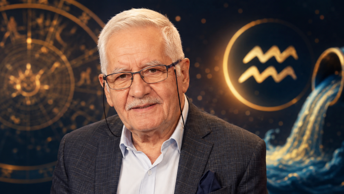 Simbol zodiacal luminat într-un decor misterios care sugerează începutul unei noi etape