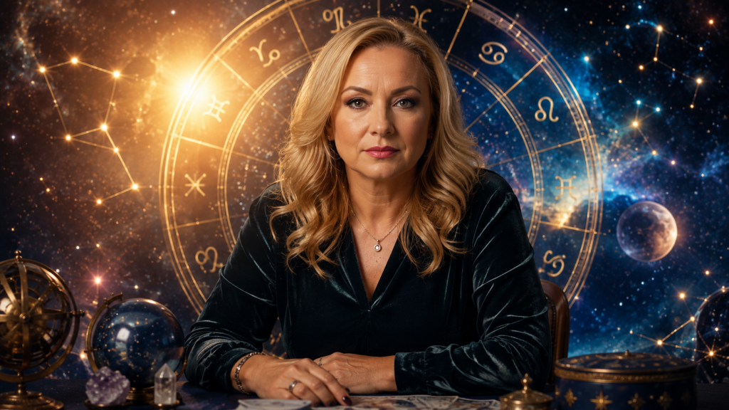 Simbolul zodiei Vărsător într-un decor astrologic luminos, reprezentând schimbările importante din viața personală și profesională în 2026.