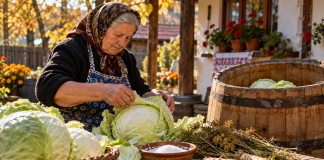 Varza murată pentru iarnă. Când se pune în butoi și câtă sare trebuie să folosești ca să rămână tare și gustoasă Femeie pregătind varza murată în butoi pentru iarnă