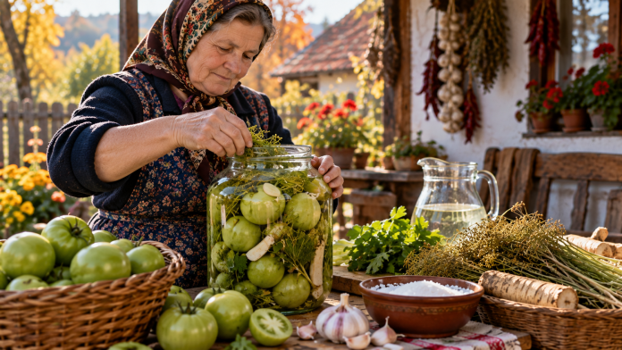 Gogonele murate cu hrean și mărar pregătite pentru iarnă
