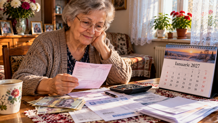 Pensionară verificând talonul de pensie înainte de posibila indexare din 2027