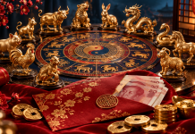 Zodiacul chinezesc prezentat în contextul interpretărilor lui Marian Golea, cu simbolurile animalelor și temele norocului, banilor și iubirii.